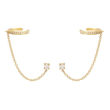 crawler chain earring, earring cuff, earring stud, sterling silver, 18k gold plated, trendy earrings,