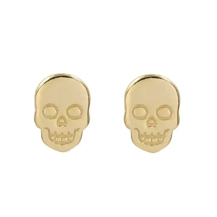 sugar skull earring set, sterling silver,  18K gold plated, Dia de los muertos earrings,