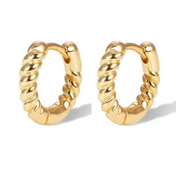 rope huggie earrings, rope hoops, sterling silver, 18k gold plated, gold plated jewelry,