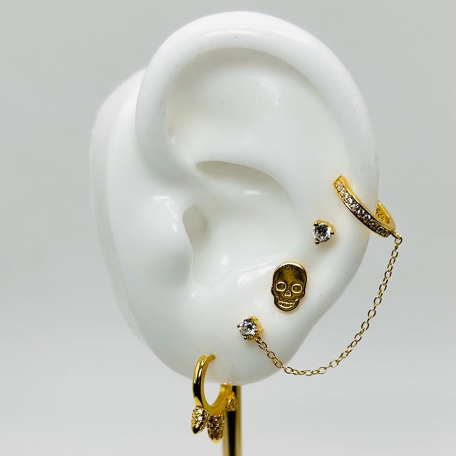 earring stack, trendy earring stack, sugar skull earring set, sterling silver,  18K gold plated, Dia de los muertos earrings,